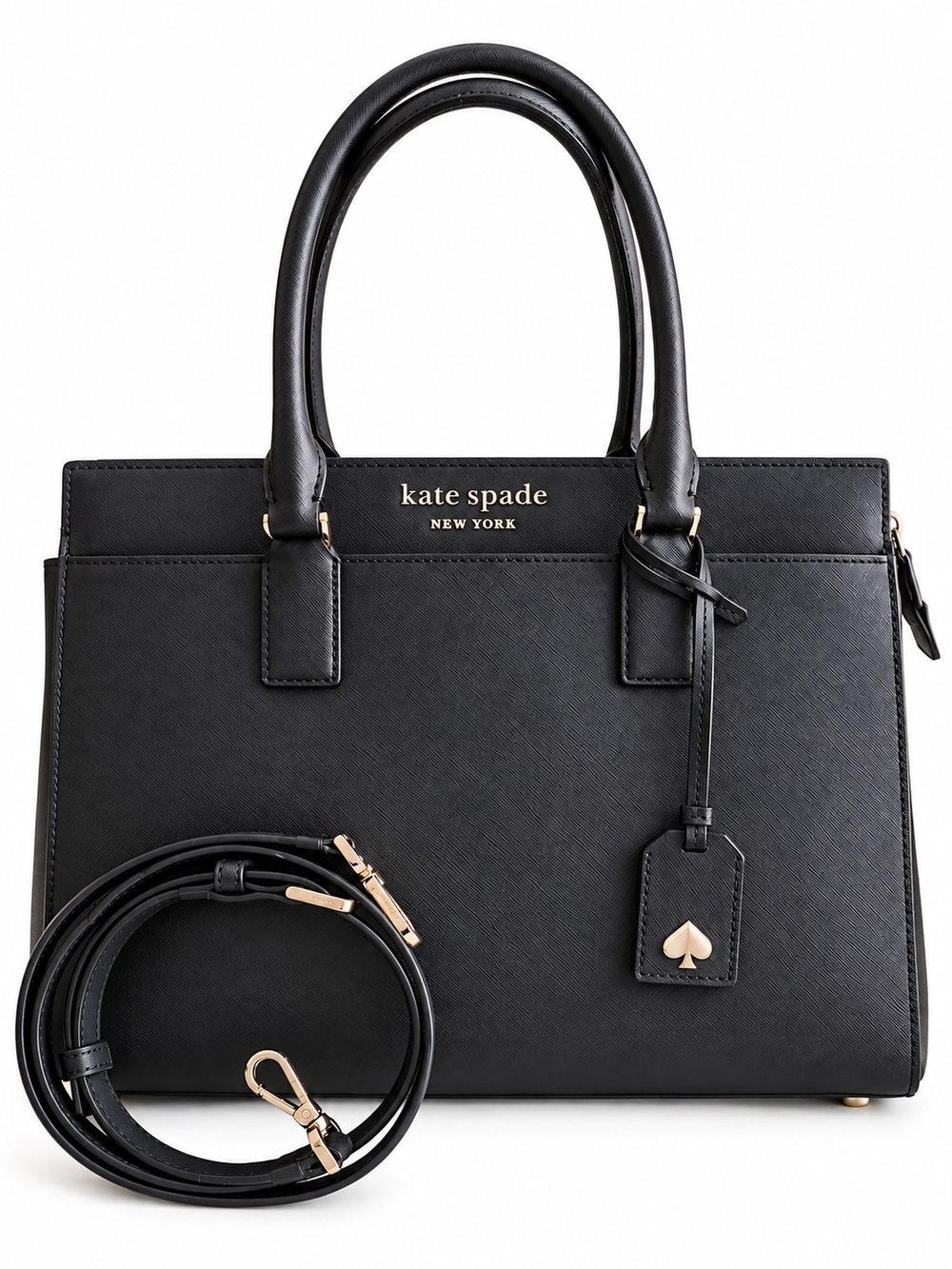 Kate Spade Cameron Large Black Saffiano Leather Satchel Crossbody